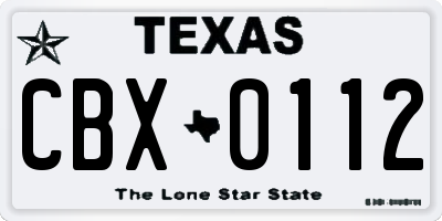 TX license plate CBX0112