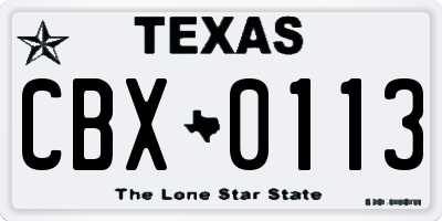 TX license plate CBX0113