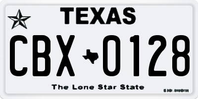 TX license plate CBX0128
