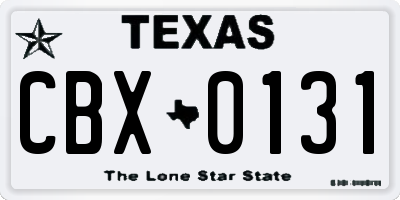 TX license plate CBX0131