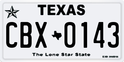TX license plate CBX0143