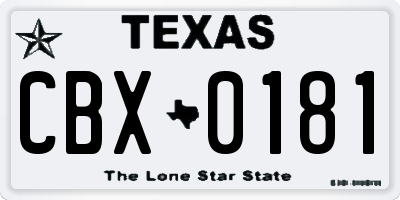 TX license plate CBX0181