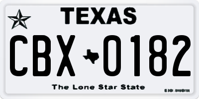 TX license plate CBX0182