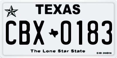 TX license plate CBX0183
