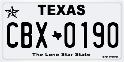 TX license plate CBX0190