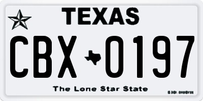 TX license plate CBX0197