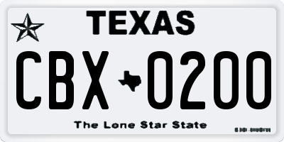 TX license plate CBX0200