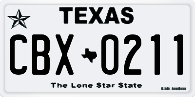 TX license plate CBX0211