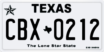 TX license plate CBX0212