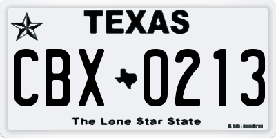 TX license plate CBX0213