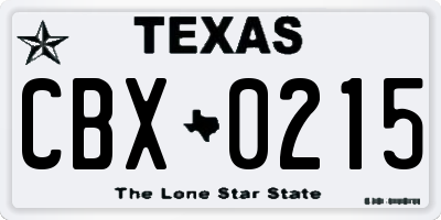 TX license plate CBX0215
