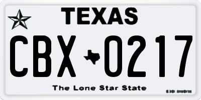 TX license plate CBX0217
