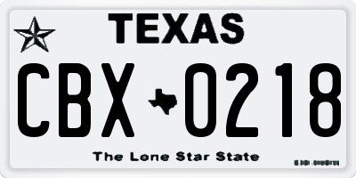 TX license plate CBX0218