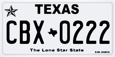 TX license plate CBX0222