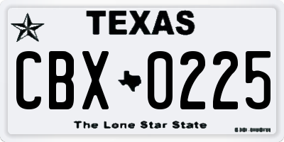 TX license plate CBX0225