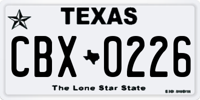 TX license plate CBX0226