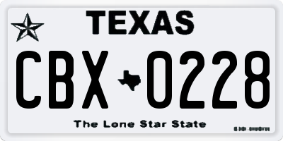 TX license plate CBX0228