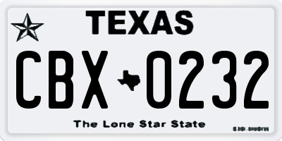 TX license plate CBX0232