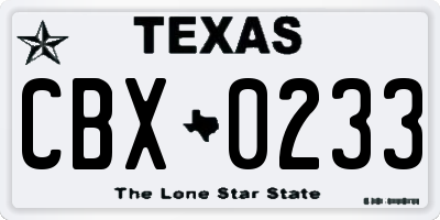 TX license plate CBX0233
