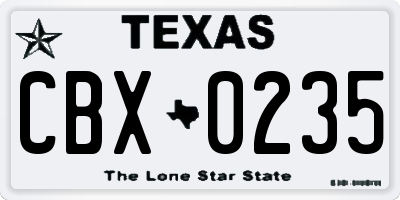 TX license plate CBX0235