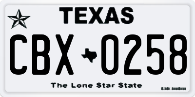 TX license plate CBX0258