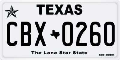 TX license plate CBX0260