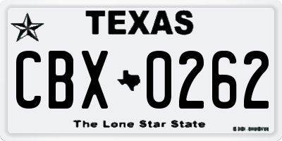 TX license plate CBX0262
