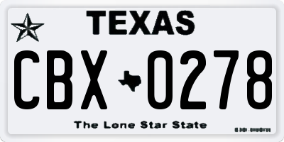 TX license plate CBX0278