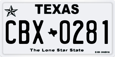 TX license plate CBX0281