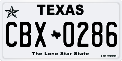 TX license plate CBX0286