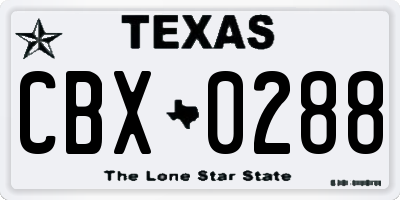 TX license plate CBX0288