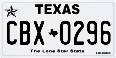 TX license plate CBX0296