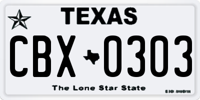 TX license plate CBX0303