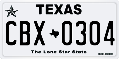 TX license plate CBX0304