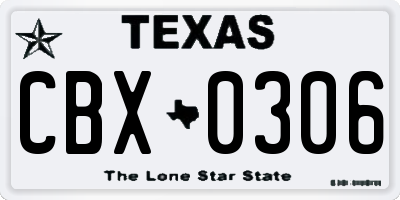 TX license plate CBX0306