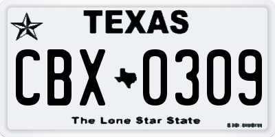 TX license plate CBX0309