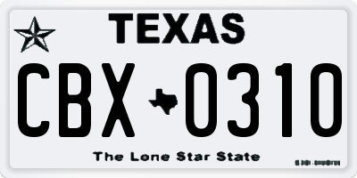 TX license plate CBX0310