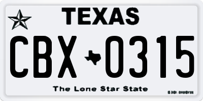 TX license plate CBX0315