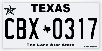 TX license plate CBX0317