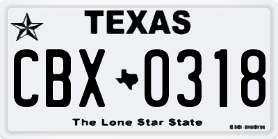 TX license plate CBX0318