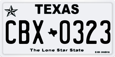 TX license plate CBX0323