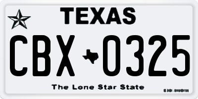 TX license plate CBX0325