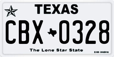 TX license plate CBX0328