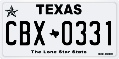 TX license plate CBX0331