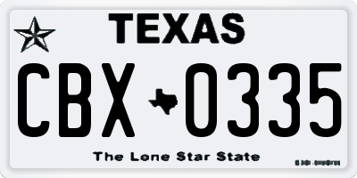 TX license plate CBX0335