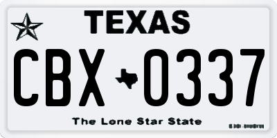TX license plate CBX0337