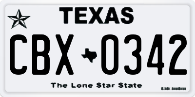 TX license plate CBX0342