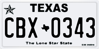 TX license plate CBX0343