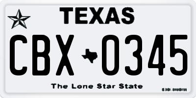 TX license plate CBX0345