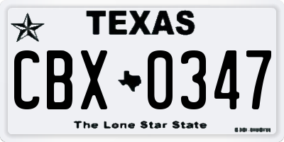 TX license plate CBX0347